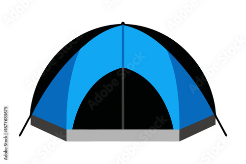 Blue umbrella tent for rain protection isolated on white background