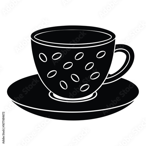 small espresso cup with bean pattern saucer