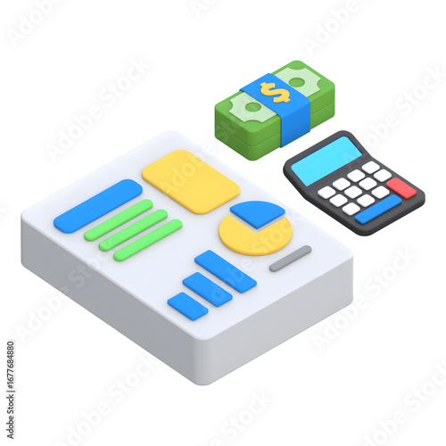 Financial Budget Planning – Money Management & Investment 3D Illustration