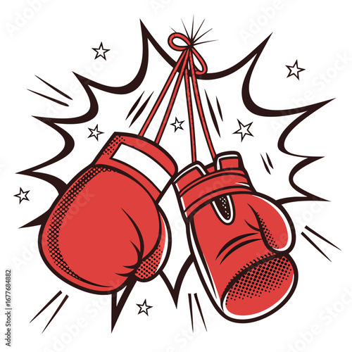 Comic Style Boxing Gloves Vector Illustration for Graphic Design