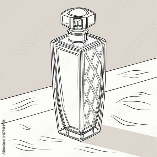 Elegant glass perfume bottle with a luxurious golden cap perfect for beauty and fragrance branding