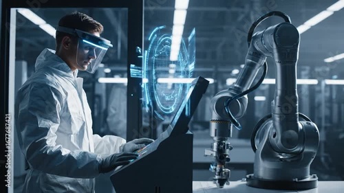AREnhanced Robotic Arm Operation in Modern Factory.