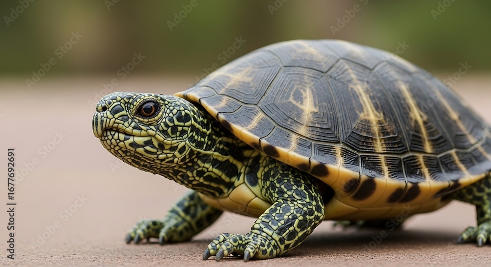 Obraz premium Detailed Close-up of a Turtles Shell and Skin.