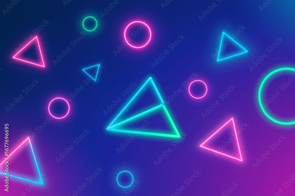 Fototapeta premium Blue neon button with colorful numbers on black background