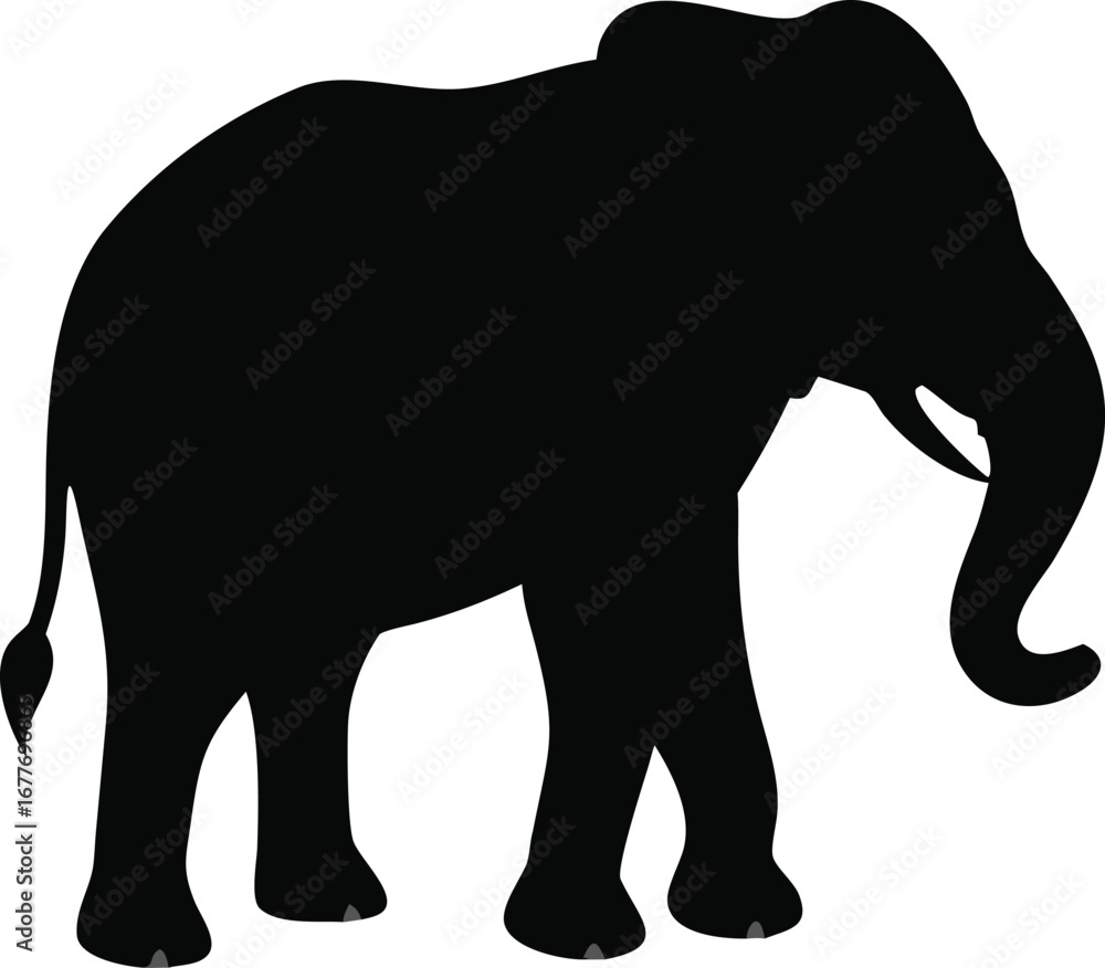 Fototapeta premium Majestic african elephant silhouette majestic wildlife animal icon graphic design element of a large herbivore silhouette