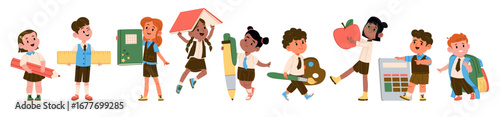 Children with School Supplies