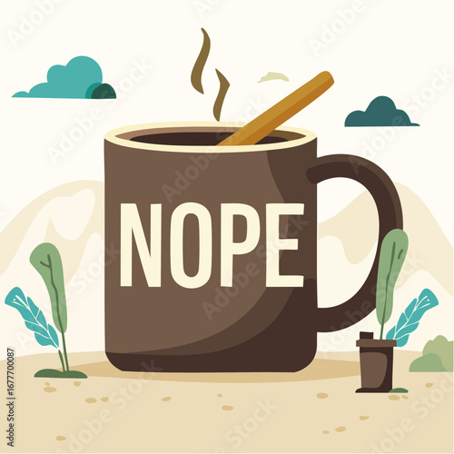 NOPE Typography Coffee Mug Design