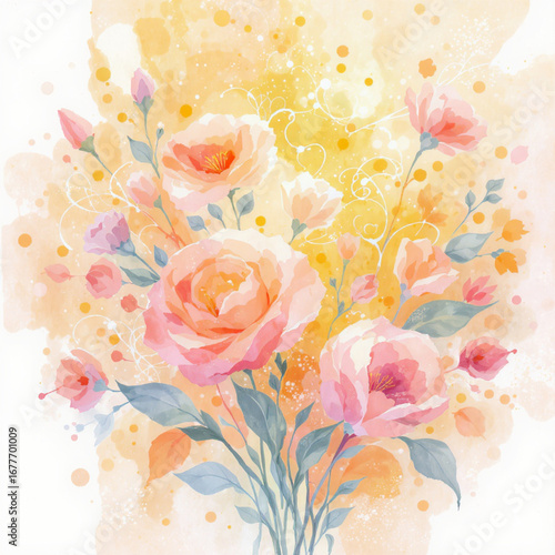 watercolor background with roses