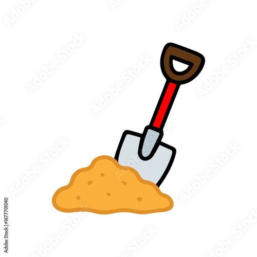 Doodle Shovel with Sand Icon
