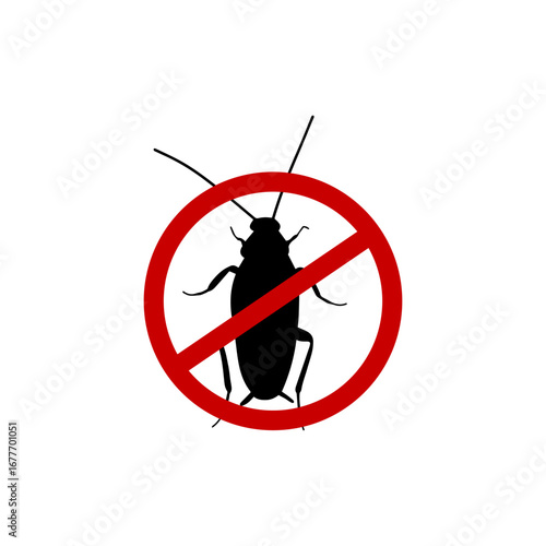 Cockroach Insect Red Crossed Circle Forbidden Sign