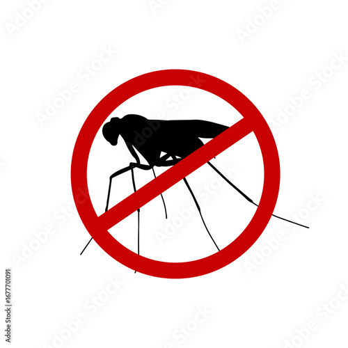 Mosquito Insect Red Crossed Circle Forbidden Sign