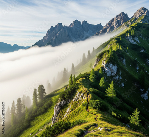 misty mountain slopes