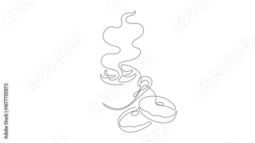 Coffee Cup Line Art Animation Minimalist style single line illustration. 4K video