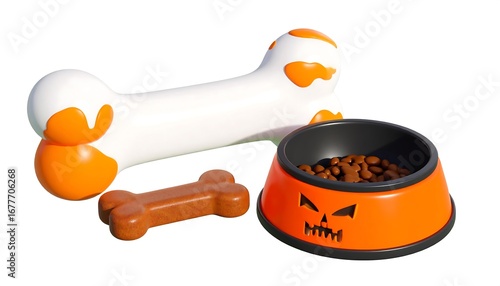 Halloween dog bowl and bone