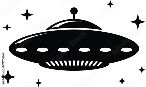  Black and white UFO with stars