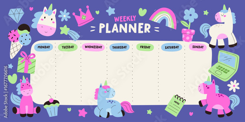Unicorn-Themed Weekly Planner
