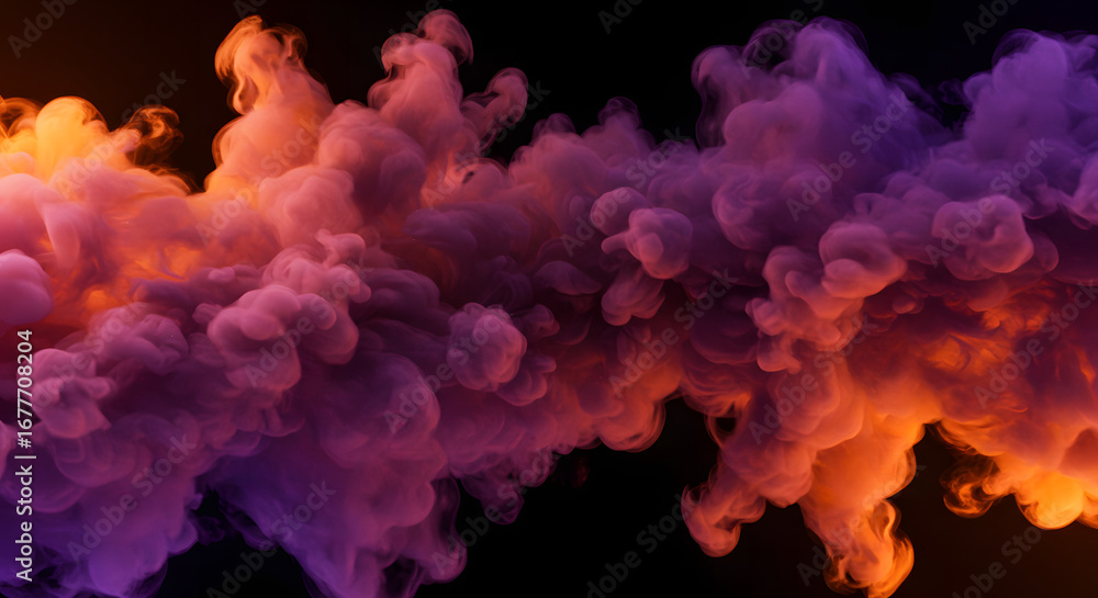 Fototapeta premium Mystical Vapor Symphony: Vibrant plumes of vapor intertwine, an evocative abstract composition of color and form. A digital rendering for artistic concept.