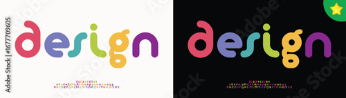 Creative modern colorful logo alphabet, playful letters, funny festival font for bright fiesta logo, round, mexican headline, birthday and greeting card typography, thank you phrases. Vector Font