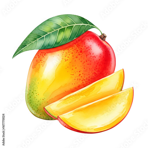 Watercolor Mango Illustration