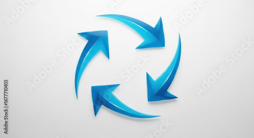 Free Download A circular arrangement of three blue arrows pointing in a clockwise direction on white background - GFXLoad