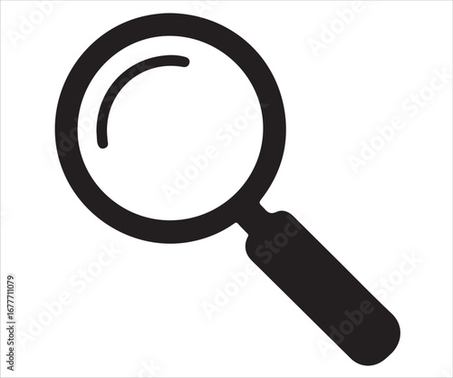 Magnifying glass silhouette vector search tool illustration