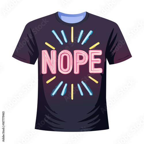 NOPE Neon Typography T-Shirt Design