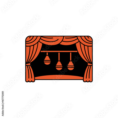 Ornate theatre stage with curtains logo design