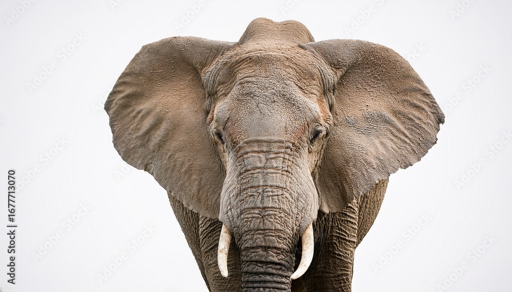 Obraz premium close up of an elephant s head against a plain background white background