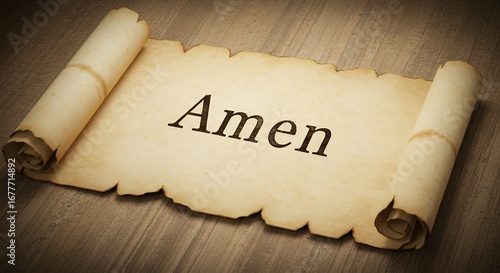 Ancient scroll with amen text