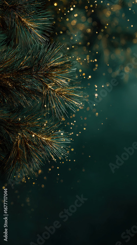 Wallpaper Mural Christmas tree branches with golden bokeh create a magical holiday atmosphere. Torontodigital.ca