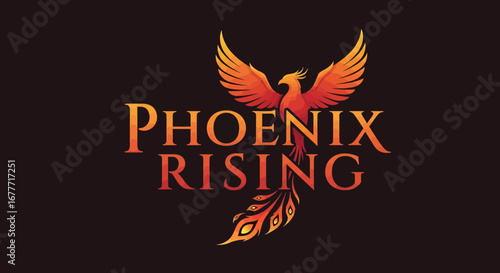 A Mythical Bird Symbolizing Rebirth in Graphic Art, Vibrant Environment, Dynamic Viewpoint