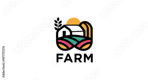 Farming Activities, Logo Design, Agricultural Environment, Illustration, Vibrant Landscape, Creative Concept