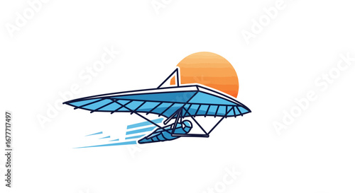 Action-Packed Hang Gliding Experience, Adventurers Soaring High, Sunset Skies, Illustration, Aerial View, Freedom and Thrill