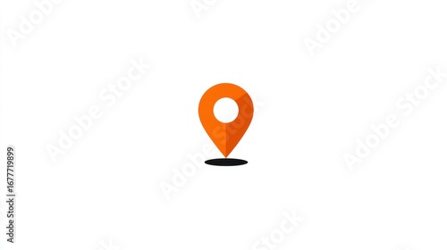Simplified bright orange location pointer icon with a small shadow on a white background