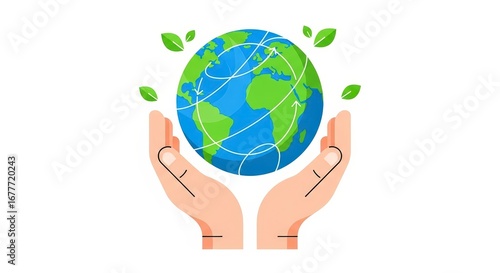 Hands Protecting a Green and Blue Planet Earth a Global Sustainability and Environmental Concept