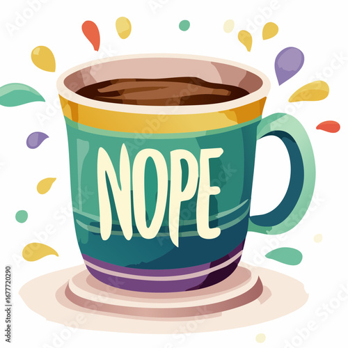 NOPE Watercolor Typography Mug Design