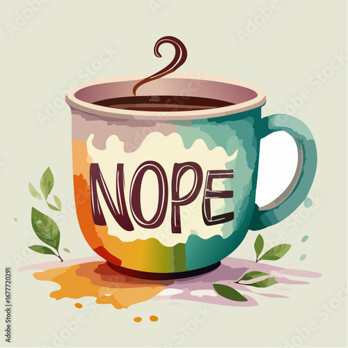 NOPE Watercolor Typography Mug Design