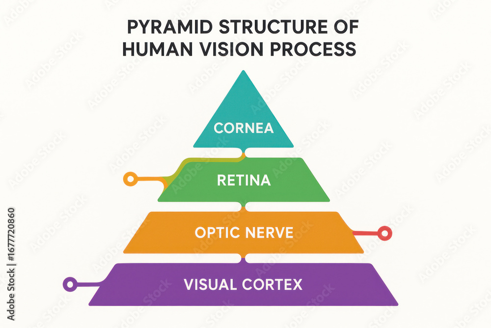 Fototapeta premium Pyramid Structure of Human Vision Process Illustration, Eye Anatomy Diagram [Illustration]