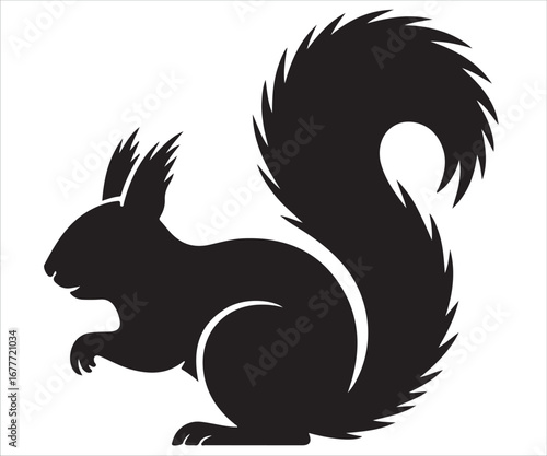 Silhouette of squirrel with fluffy tail vector illustration