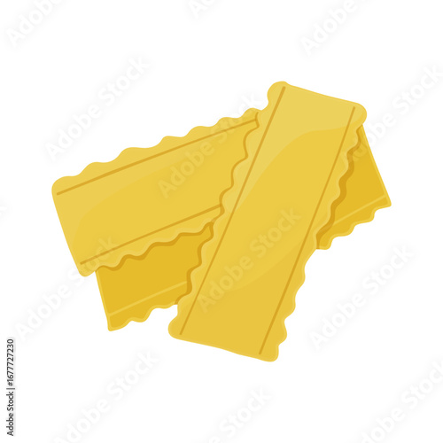 Lasagna flat food illustration. Hand drawn graphic print of pasta typ. Vector element of Italian cuisine