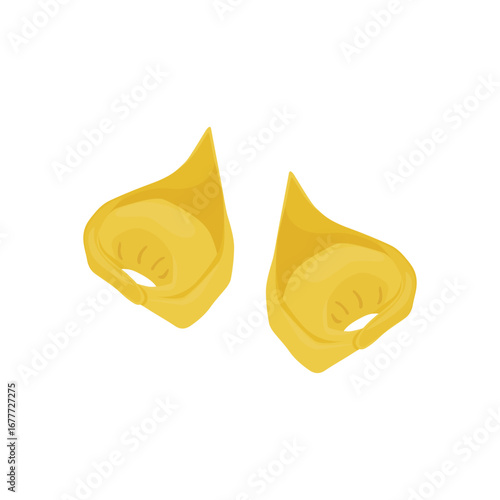Tortellini flat doodle food illustration. Hand drawn graphic print of dumplings pasta type. Vector element of Italian cuisine