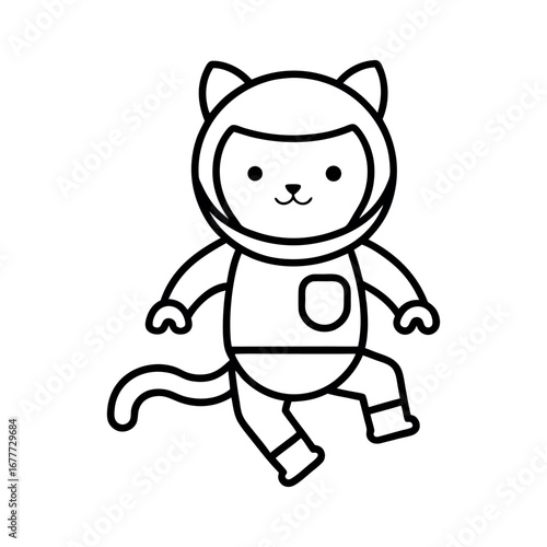 Astronaut Cat Outline Drawing