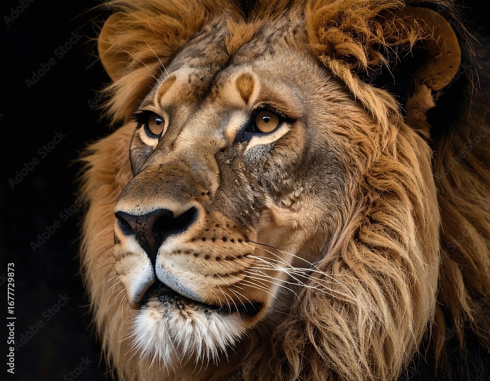 Fototapeta premium The mighty lion, symbol of strength, pride, and leadership, ruling the African plains
