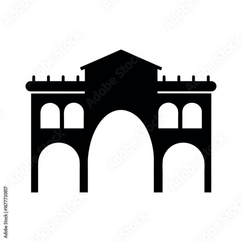 Aqueduct Bridge Black Silhouette Design