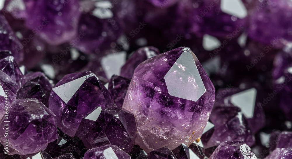 Fototapeta premium Purple amethyst crystals close-up