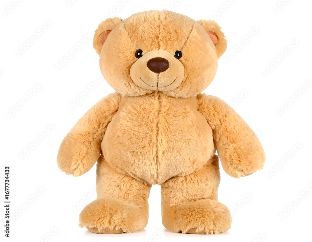 Fototapeta premium Beige teddy bear against white