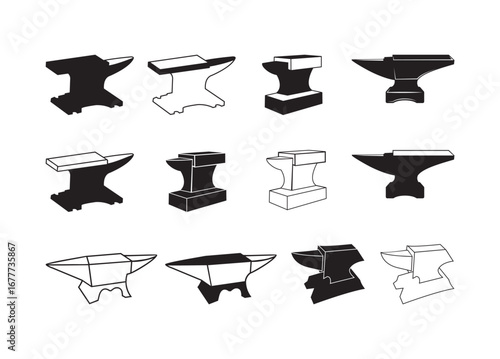 Anvil, Anvil vector bundle, Anvil clipart, Anvil silhouette.	
