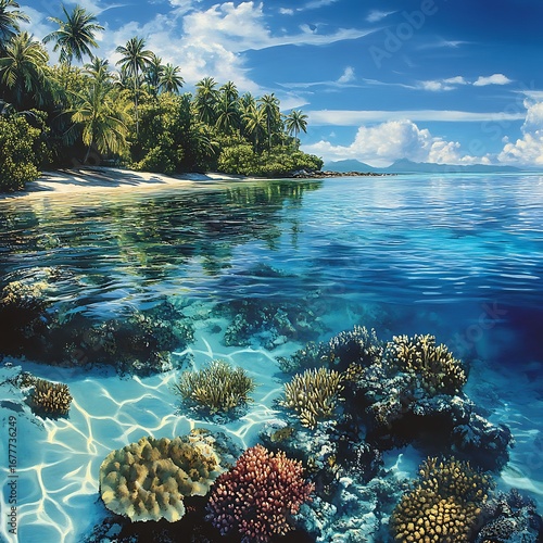 Vibrant marine life thriving in tropical lagoon ecosystem high resolution picture