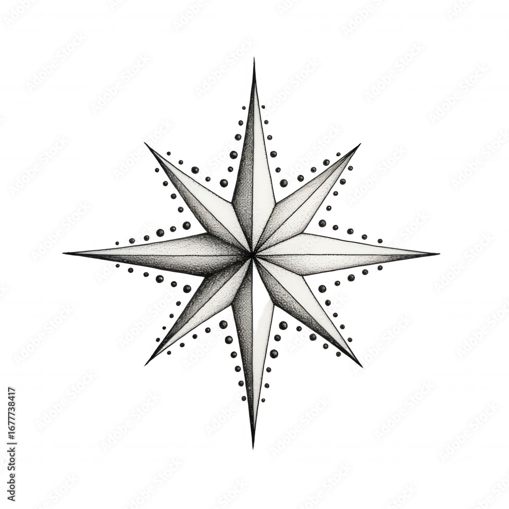 Obraz premium Minimalist Star Vector in Dotwork Style - Transparent Background