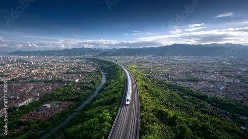 High-speed Train Shuttle Between City and Countryside